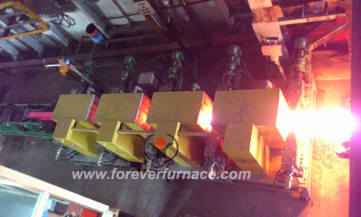 Medium frequency heating furnace for short aluminum rod