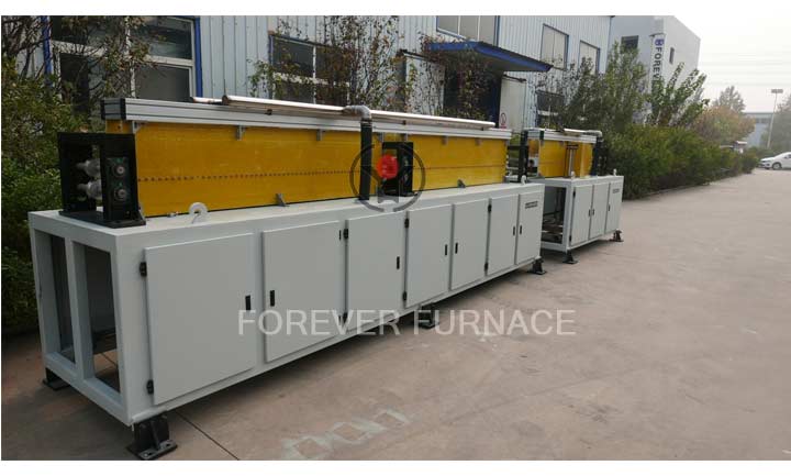 Medium frequency induction heating furnace is used for pipe quenching and tempering.