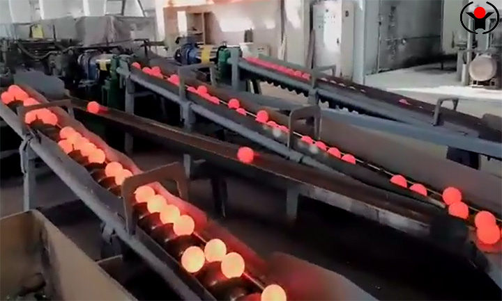 Steel bar hot rolling production line for steel balls